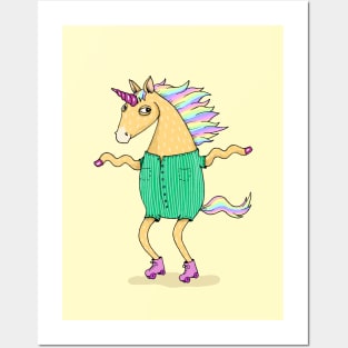 Roller skate Unicorn Posters and Art